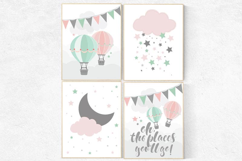 Coral mint nursery, Mint pink nursery, Oh the places you&