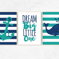 Nursery decor boy nautical, nursery wall art nautical, whale nursery, navy and teal nursery, nursery wall art boy, baby room wall art