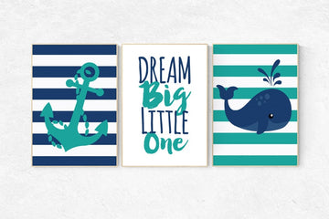 Nursery decor boy nautical, nursery wall art nautical, whale nursery, navy and teal nursery, nursery wall art boy, baby room wall art