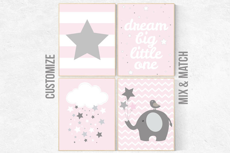 Pink Nursery Art, Nursery decor girl, baby girl room decor, Nursery Print, Baby Girl Pink Nursery Art, pink gray, girls nursery decor