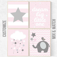 Pink Nursery Art, Nursery decor girl, baby girl room decor, Nursery Print, Baby Girl Pink Nursery Art, pink gray, girls nursery decor