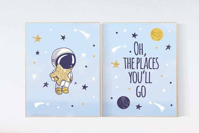 Outer space nursery wall art, oh the places you&