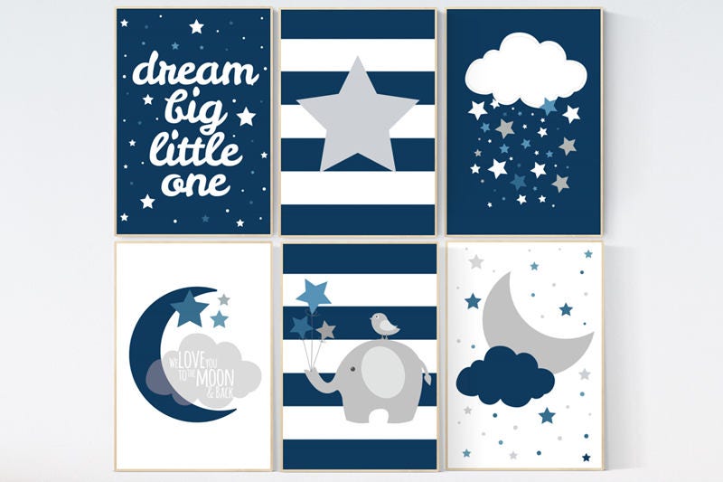 CUSTOMIZE! NAVY Nursery decor boy, nursery prints boys, nursery prints quotes, nursery decor wall art, navy blue nursery decor, dream big,
