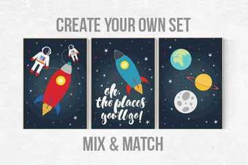 Oh the places you'll go, Space nursery decor, baby boy nursery, outer space nursery, space print, Space themed nursery, nursery prints, boy