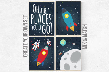 Space nursery decor, Oh the places you'll go, nursery decor boy, outer space nursery, space print, Space themed nursery, boys room decor