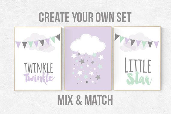 Lilac mint nursery, purple mint nursery, twinkle twinkle little star, nursery decor girl, lavender mint nursery, purple mint nursery, star