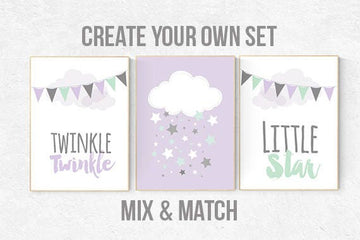 Lilac mint nursery, purple mint nursery, twinkle twinkle little star, nursery decor girl, lavender mint nursery, purple mint nursery, star
