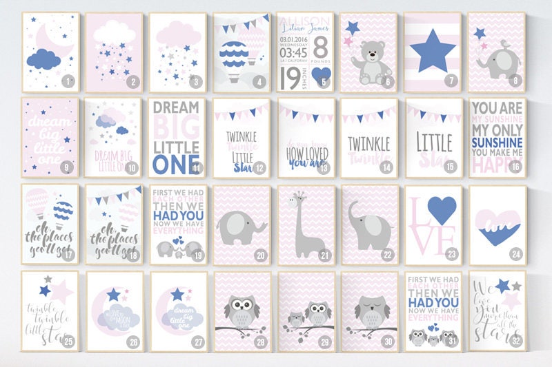 Dream big little one, pink navy nursery, girls room decor pink, girls room decor pink, Navy pink nursery, navy and pink, cloud nursery