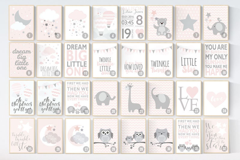 Pink gray nursery art, nursery decor, pale pink, pink gray, pink grey, moon nursery, moon and back, pink nursery wall art, girls room decor