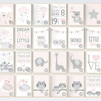 Pink gray nursery art, nursery decor, pale pink, pink gray, pink grey, moon nursery, moon and back, pink nursery wall art, girls room decor