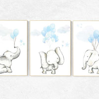 Blue nursery decor, nursery decor elephant, animal prints, nursery decor boy elephant, baby room, blue nursery, nursery decor blue, balloon