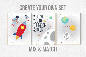Space nursery decor, kids room decor, baby boy nursery, outer space nursery, space print, Space themed nursery, nursery prints, neutral