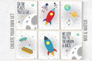 Space nursery decor, Oh the places you'll go, nursery decor boy, outer space nursery, space print, Space themed nursery, boys room decor