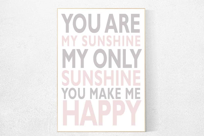 You are my sunshine, pink nursery art, star nursery decor, nursery decor, pale pink, moon nursery, baby girl nursery wall art, pink wall art