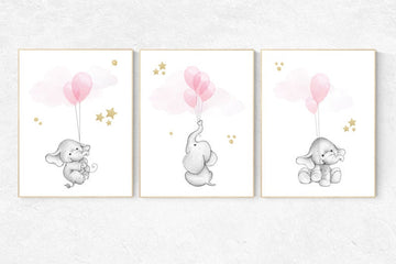 Nursery decor elephant, Pink gold nursery decor, nursery decor pink and gold, animal prints, nursery decor girl elephant, elephant nursery