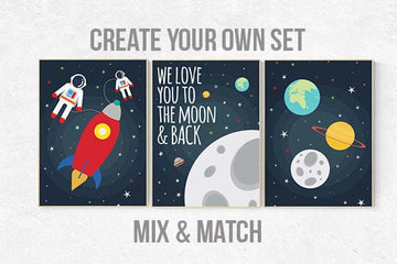 Space nursery decor, we love you to the moon and back, nursery decor boy, outer space nursery, space print, Space themed nursery, boys room