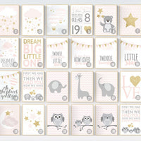 Nursery decor girl gold, elephant, stars, cloud, pink gold nursery decor, dream big little one, twinkle twinkle, pink and gold nursery,