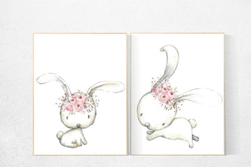 Nursery decor bunny, bunny flower crown, nursery decor girls, bunny nursery decor, Nursery decor girl bunny, rabbit nursery, bunny print