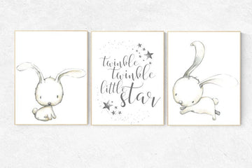 Twinkle twinkle little star, nursery decor bunny, bunny nursery decor, Gender neutral nursery, rabbit, woodland animals, bunny nursery