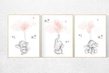 Blush pink nursery decor, blush nursery, nursery decor elephant, nursery decor girl coral, girls room pink, animal balloon, balloon nursery