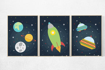 Nursery decor space, space nursery art, boys room decor, rocket nursery, navy nursery decor, outer space nursery, planets nursery, boys room