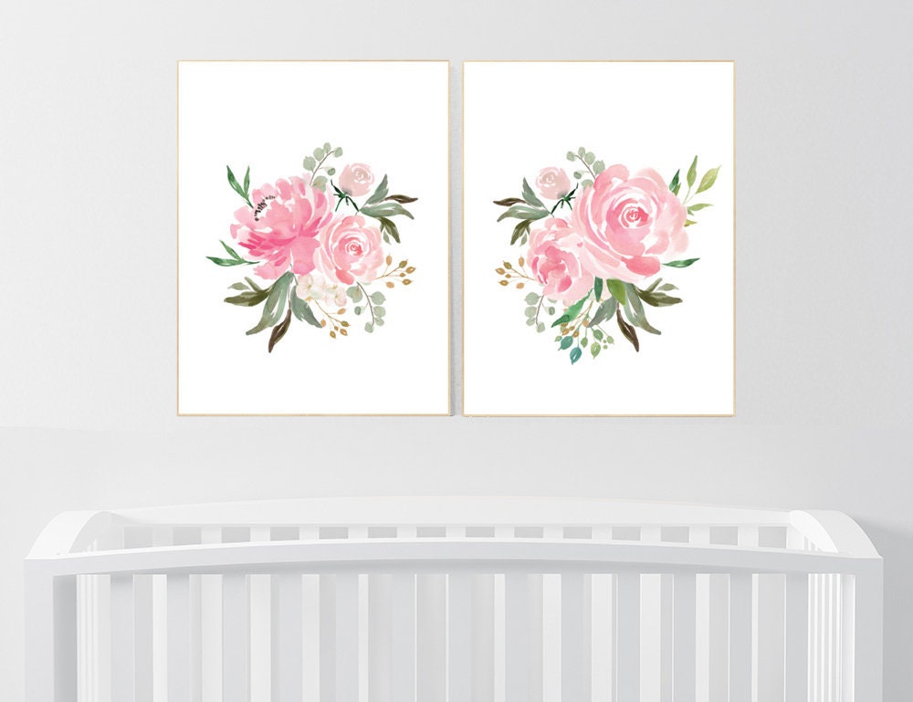 Nursery decor girl pink roses, nursery decor girl flower, girls room decor flowers, pink nursery decor, nursery decor pink flowers, pink