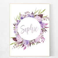 Purple flower nursery decor, Nursery decor girl purple, nursery decor girl name, lavender nursery, lilac nursery, girls room decor purple