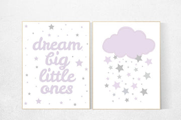Nursery decor girl purple, Lilac nursery decor, lavender gray, baby girl nursery, lilac gray nursery, cloud nursery, Purple Grey Nursery