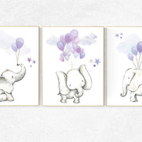 Purple nursery decor, lavender nursery decor elephant, animal prints, nursery decor girl elephant, baby room, nursery decor lavender, lilac