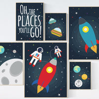 Space nursery decor, nursery decor boy, space nursery print, nursery decor space, oh the places you'll go, astronaut decor, outer space