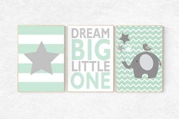Nursery decor elephant, mint green nursery, nursery decor neutral, nursery decor mint, nursery decor boy teal, mint and grey, gender neutral