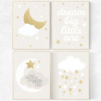 Neutral nursery decor, gold nursery decor, gender neutral nursery decor, baby room twinkle twinkle little star, dream big, neutral nursery