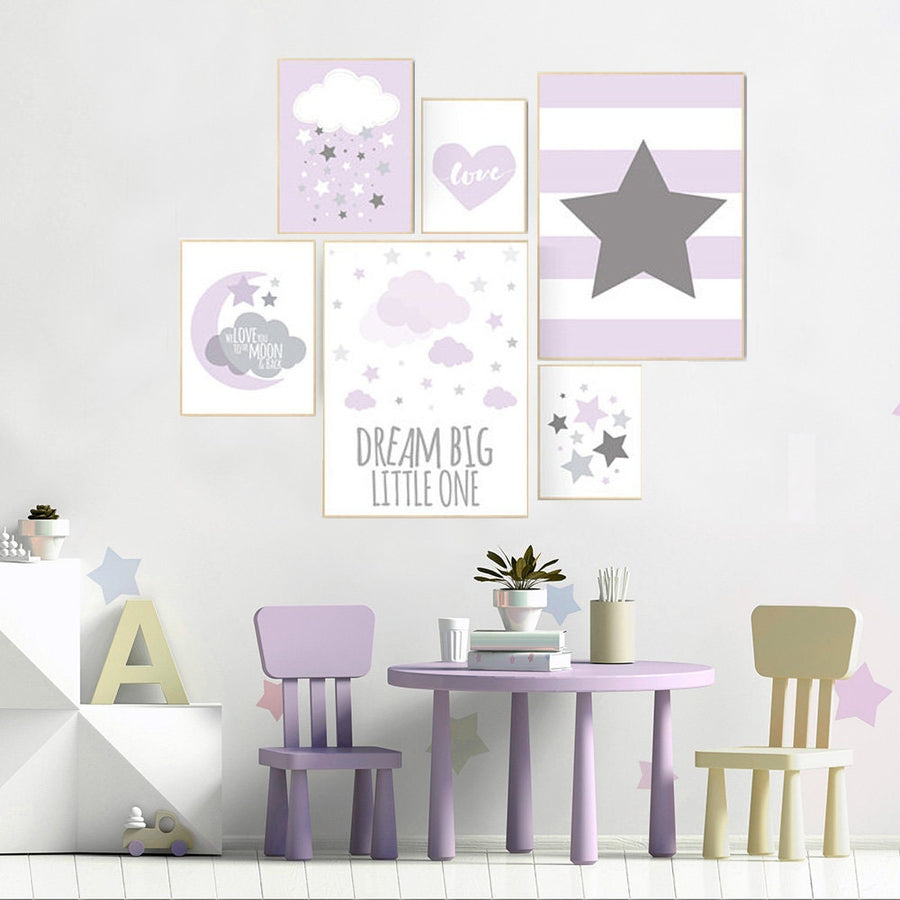 Nursery decor girl purple, purple nursery decor, lavender nursery decor, lilac nursery decor, dream big little one, purple nursery print