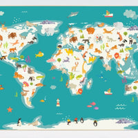 Animal world map, animal map nursery, Animals map, animal map of the world, gender neutral nursery, animals of the world, Nursery world map