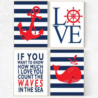 Nautical boy nursery, if you want to know how much we love you count all the waves in the sea, nautical baby room, Nautical Nursery Art