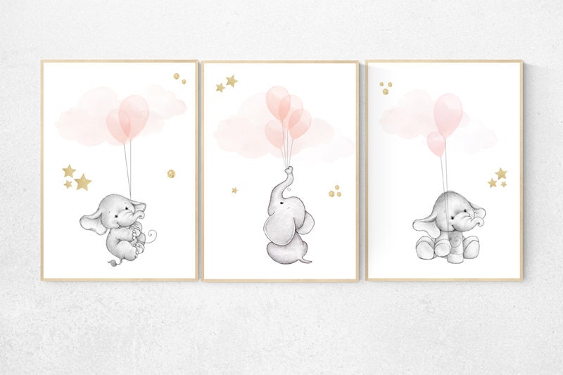 Girls room decor blush pink gold, pink gold, Nursery decor elephant, blush nursery decor, blush pink, girl nursery ideas