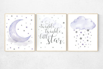 Twinkle twinkle little star, purple nursery, Nursery decor girl purple, elephant nursery, nursery decor girl lavender and gray lilac nursery