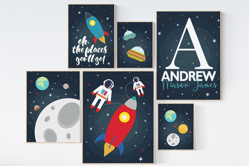 Space nursery print, nursery decor space, Space nursery, nursery decor boy, oh the places you&