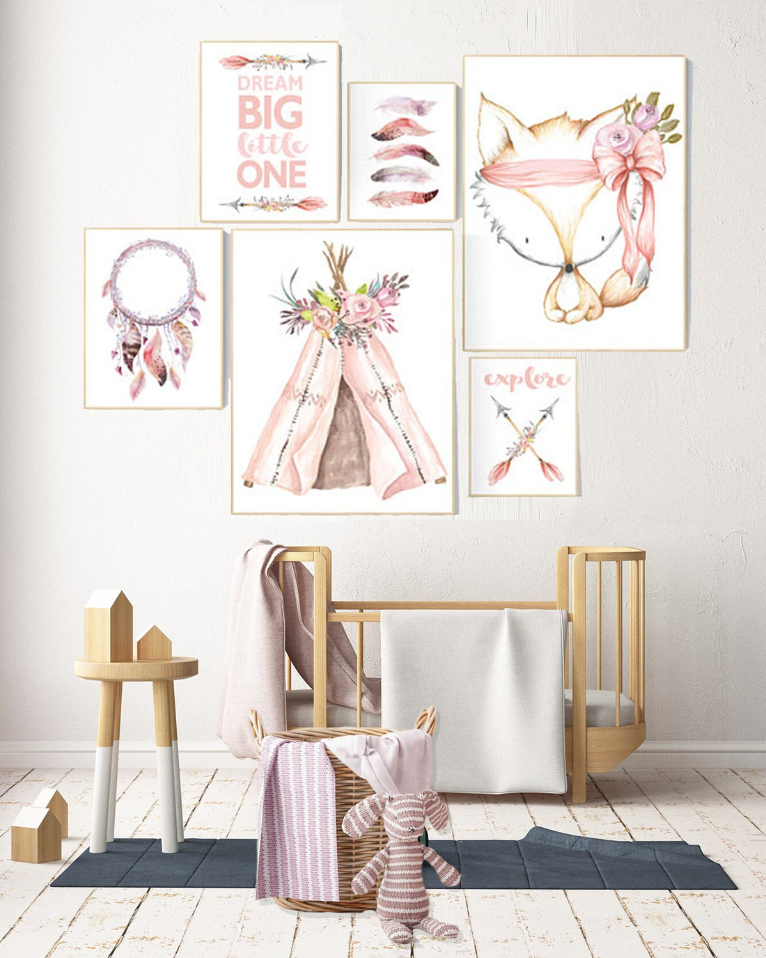 Nursery decor girl boho, Nursery decor girl fox, peach nursery, adventure nursery, fox nursery decor, nursery decor boho, blush pink nursery