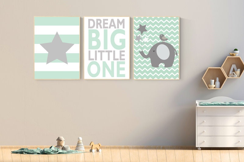 Nursery decor elephant, mint green nursery, nursery decor neutral, nursery decor mint, nursery decor boy teal, mint and grey, gender neutral