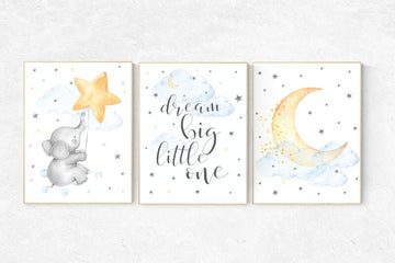 Nursery decor neutral, dream big little one, cloud nursery decor, star and moon nursery decor, moon and stars nursery gender neutral nursery