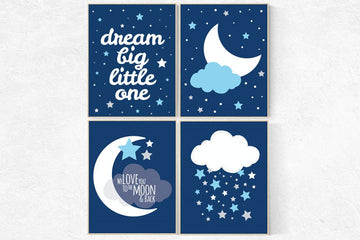 Nursery prints boy, navy blue nursery decor, nursery decor boy, dream big little one, NAVY gray Nursery decor boy, nursery wall art, boys