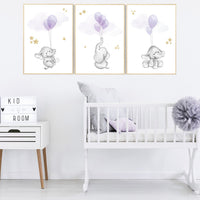 Elephant nursery decor girl, nursery decor girl purple, nursery decor elephant, nursery decor girl lavender and gray, lilac nursery decor