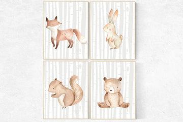 Woodland Nursery Wall Art, Woodland nursery art, nursery decor neutral, gender neutral, Nursery decor woodland, nursery decor animals