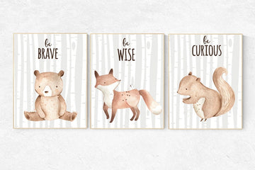 Woodland Nursery Wall Art, Woodland nursery art, nursery decor neutral, gender neutral, Woodland Print Set, Woodland Animal Prints