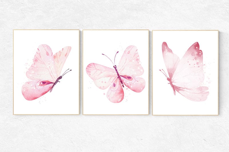 Nursery decor girl butterfly, Butterfly Nursery Art, Girl Nursery Art, Butterfly Nursery Decor for Baby Girl, Butterfly Wall Art, girls room