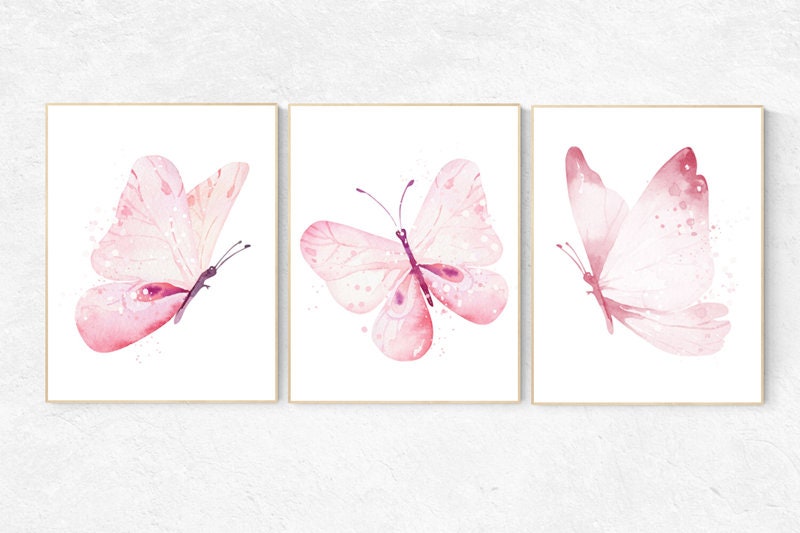 Butterfly Nursery Art, Girl Nursery Art, Butterfly Nursery Decor for Baby Girl, Butterfly Wall Art, Nursery decor girl butterfly