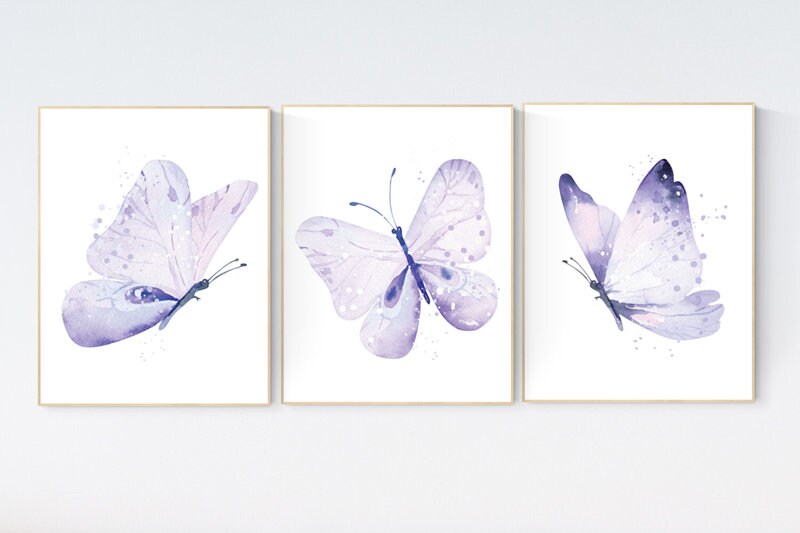 Nursery decor girl butterfly, nursery decor purple, nursery decor girl lilac, Butterfly Nursery Art, Girl Nursery Art, Butterfly Wall Art