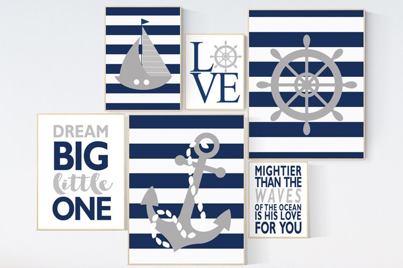 Nautical boy nursery, nursery decor boy nautical baby room, navy nursery, navy grey nursery, nautical nursery wall decor, navy and gray