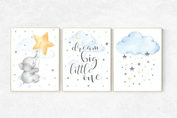 Nursery decor neutral, dream big little one, cloud nursery decor, star and moon nursery decor, moon and stars nursery gender neutral nursery
